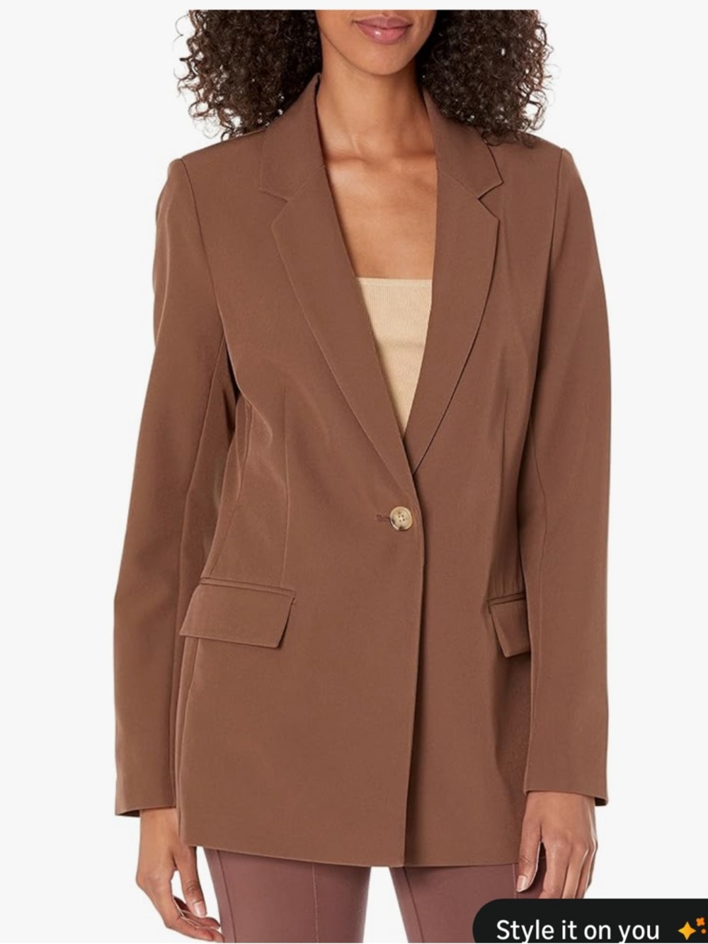 Women's Chestnut Single-Button Blazer Jacket